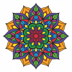 Colorful mandala circle, floral pattern