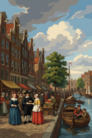 Dutch cityscape in needlepoint
