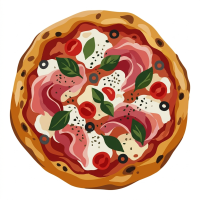 Ham and mushroom pizza