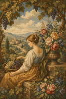 Harvest court lady gobelin pattern