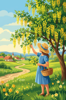 Summer landscape with flowers