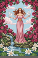 Woman in a rose garden